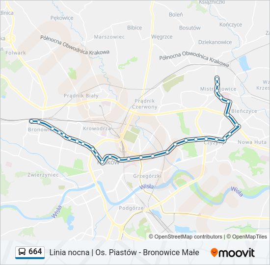 664 Bus Line Map