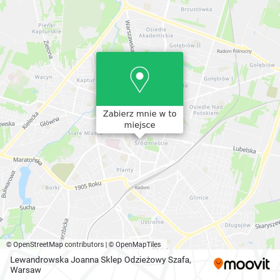 Mapa Lewandrowska Joanna Sklep Odzieżowy Szafa