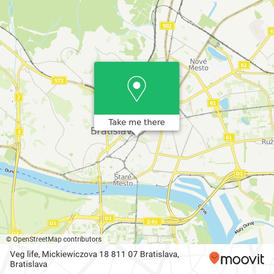 Veg life, Mickiewiczova 18 811 07 Bratislava mapa