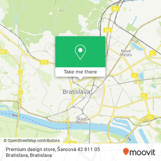 Premium design store, Šancová 42 811 05 Bratislava mapa