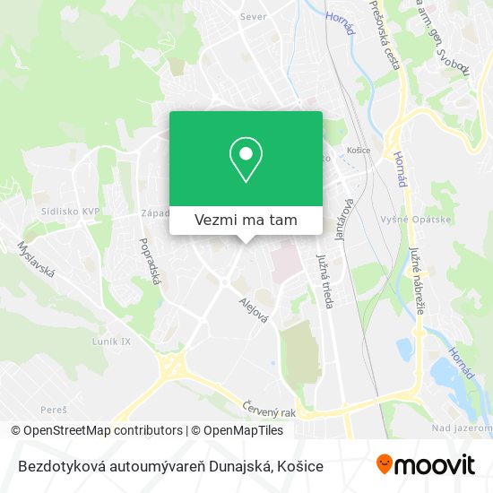 Bezdotyková autoumývareň Dunajská mapa