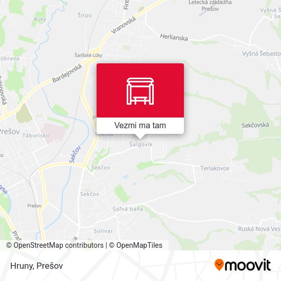 Hruny mapa