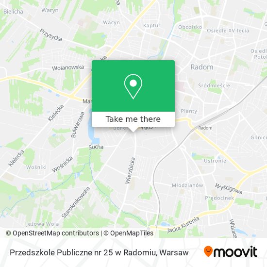 Карта Przedszkole Publiczne nr 25 w Radomiu